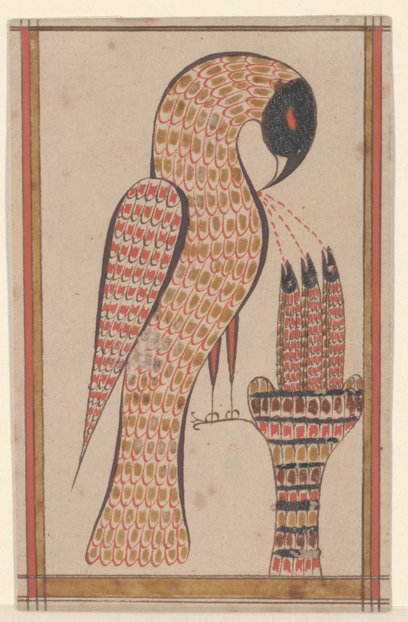 पेलिकन इन द पिएंटेशन, फ्रैक्टुर पेंटिंग, c.1810 (कागज पर डब्ल्यूसी स्याही वाली पेन) द्वारा 