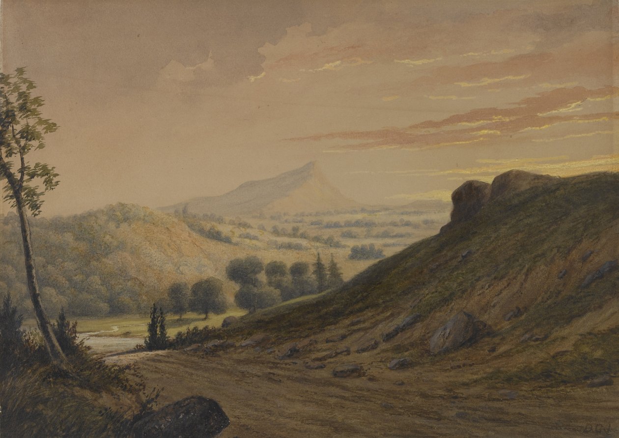 न्यू इंग्लैंड के दृश्य, c.1850 (कागज पर wc) द्वारा डेविड जॉनसन