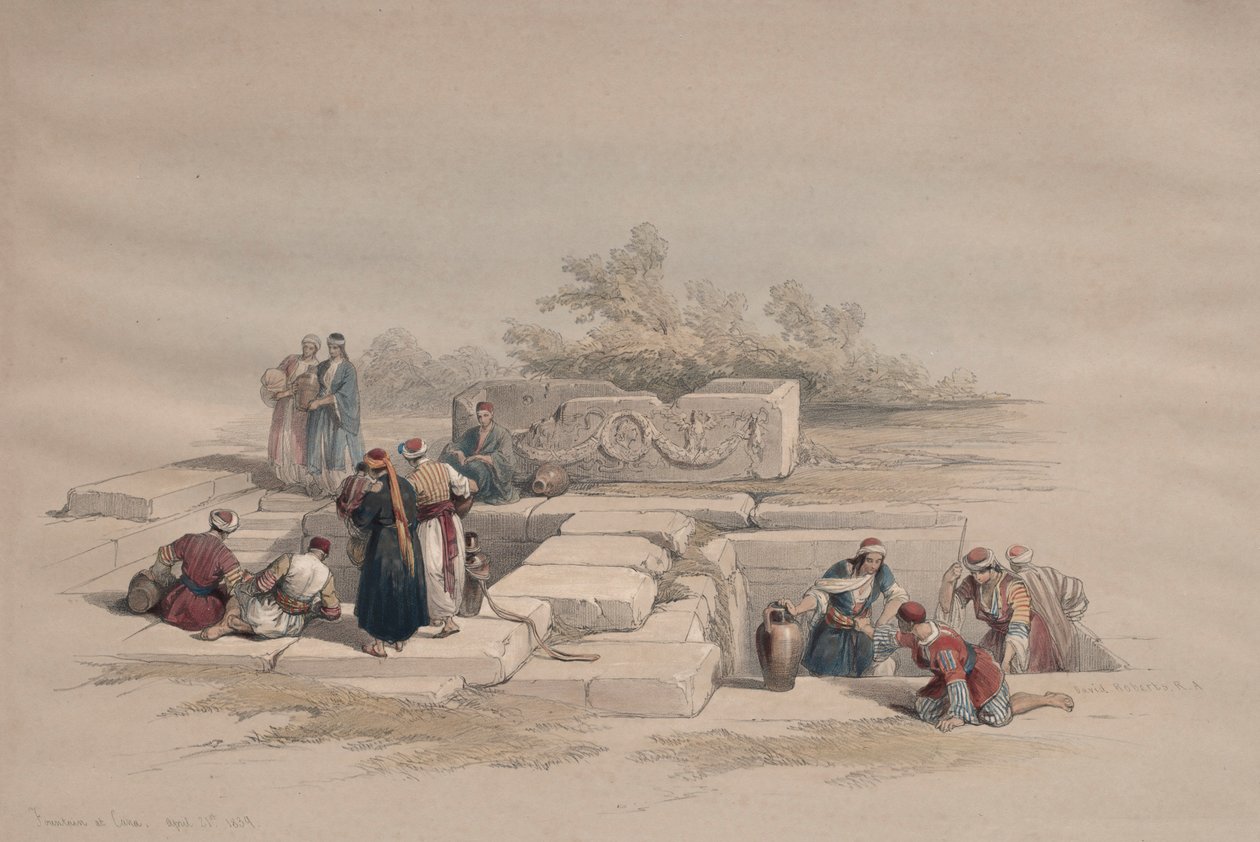 1839 में काना में फव्वारा। द्वारा डेविड रॉबर्ट्स