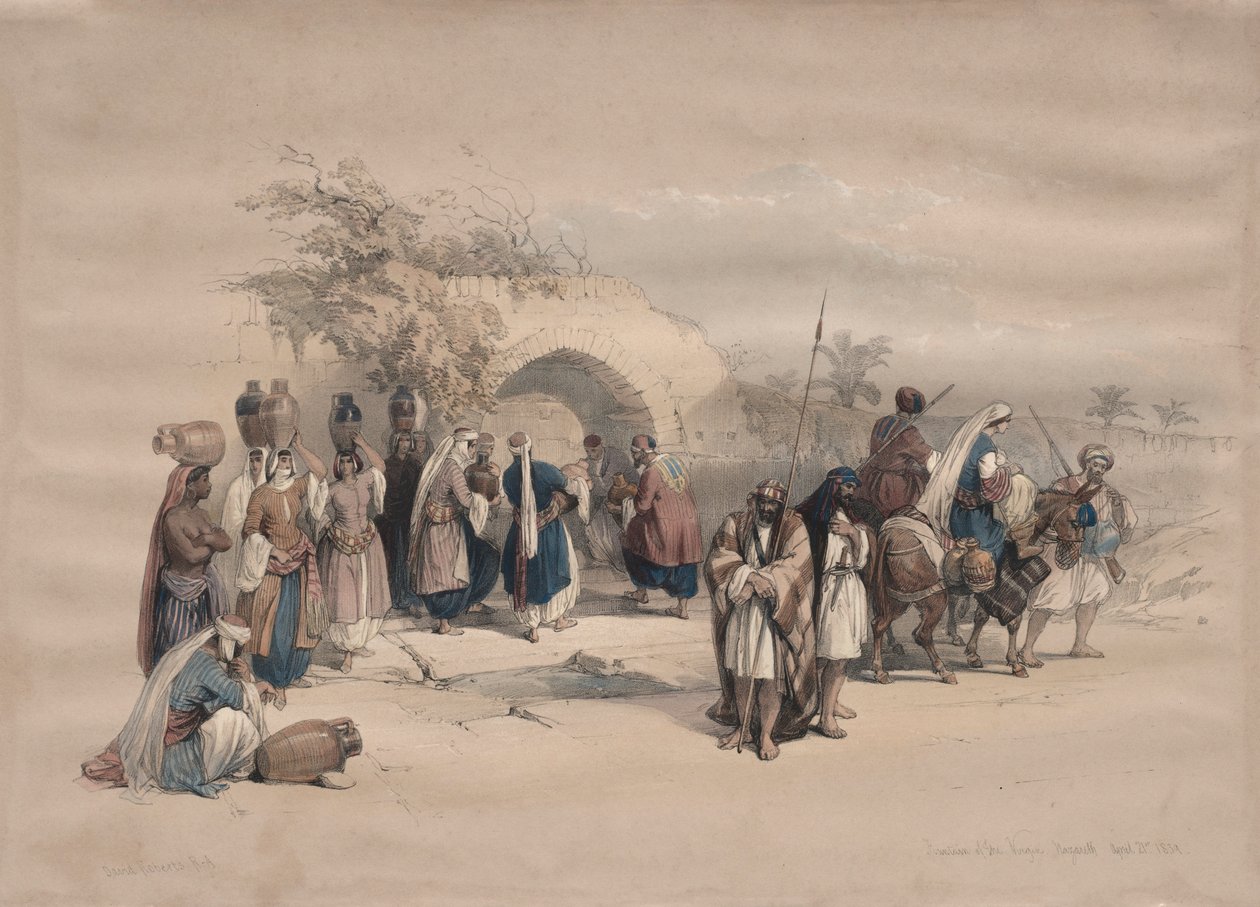 वर्जिन का फव्वारा, नाज़ारेथ, 1839। द्वारा डेविड रॉबर्ट्स