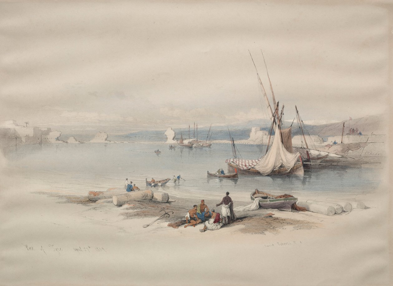 पोर्ट ऑफ टायर, 1839। द्वारा डेविड रॉबर्ट्स