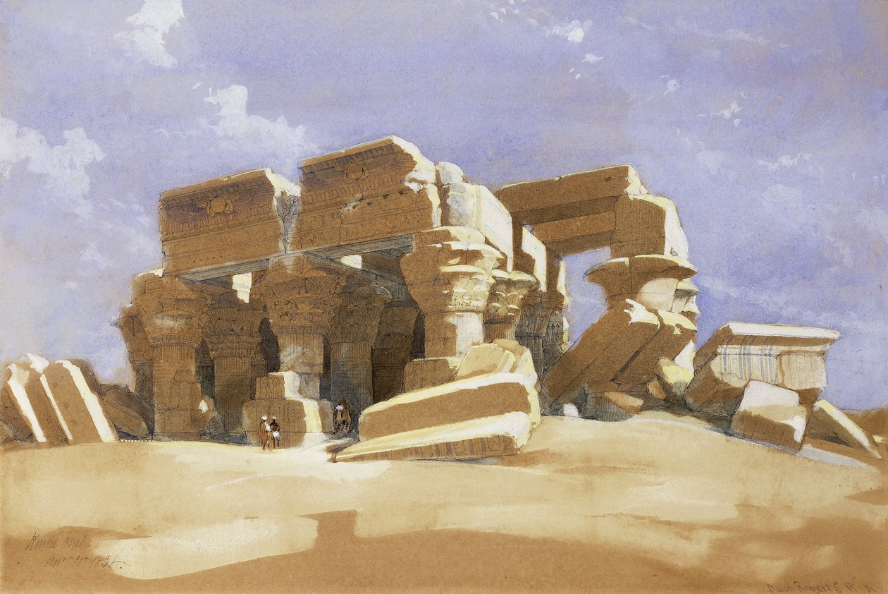 कोम ओम्बो का मंदिर, ऊपरी मिस्र, 1838 द्वारा डेविड रॉबर्ट्स
