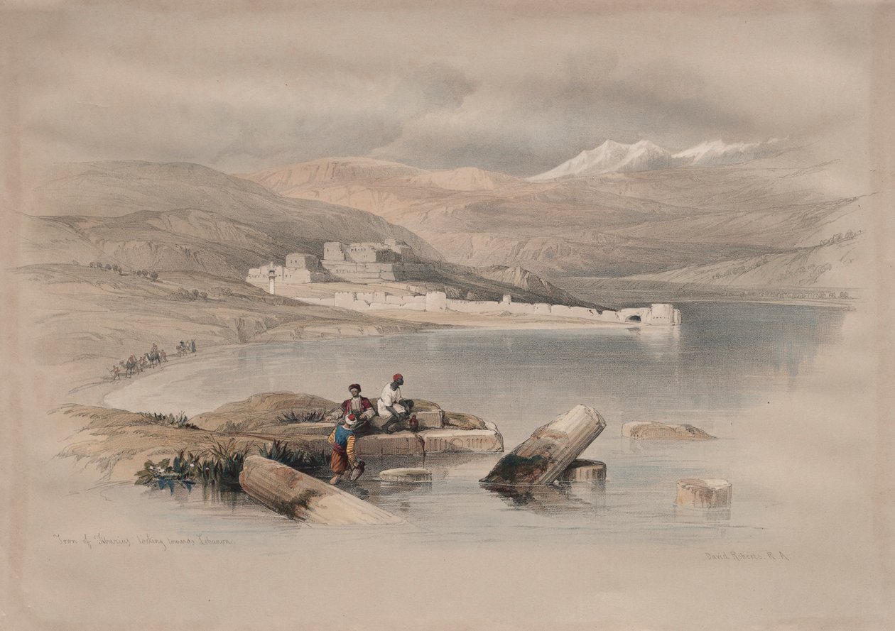 टाउन ऑफ़ टिबियास लुकिंग टुवर्ड्स लेबनान, 1839। द्वारा डेविड रॉबर्ट्स
