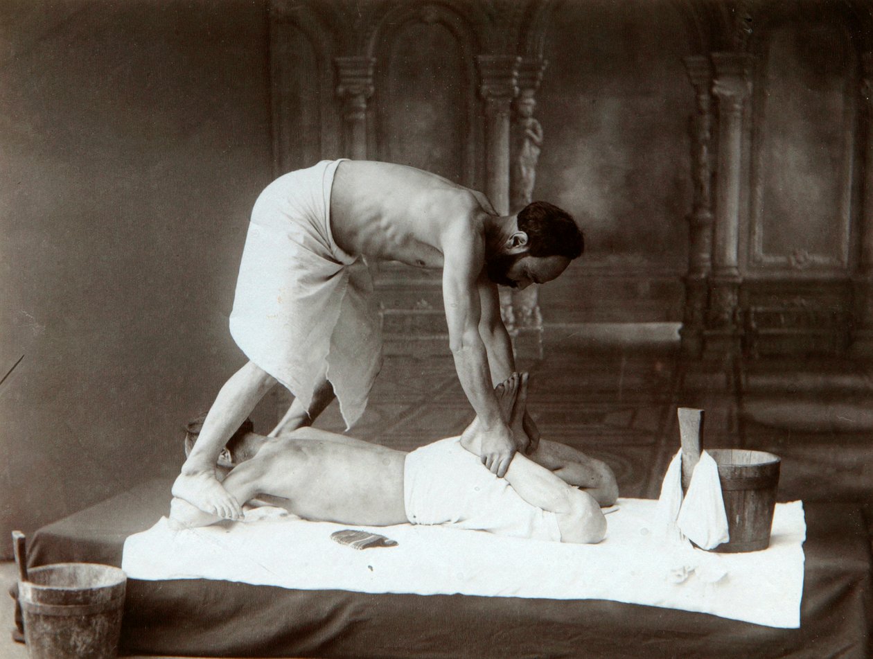 द ओरिएंटल बाथ। मालिश, 1880 के दशक द्वारा दिमित्री इवानोविच यरमकोव