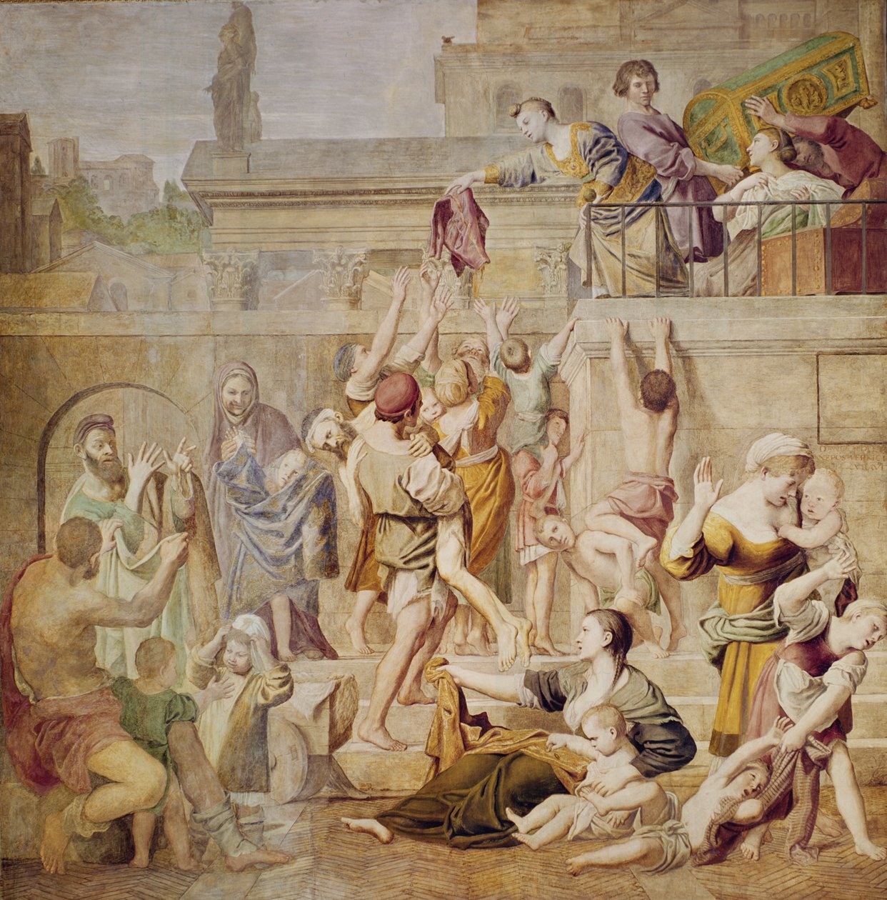 सेंट सेसिलिया डिस्ट्रिब्यूटिंग ऑम्स, c.1612-15 द्वारा Domenichino