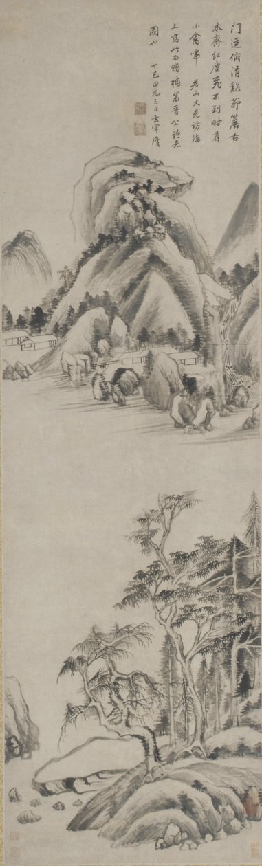 लैंडस्केप, मिंग राजवंश, 1617 (कागज पर स्याही) द्वारा डोंग किचांग