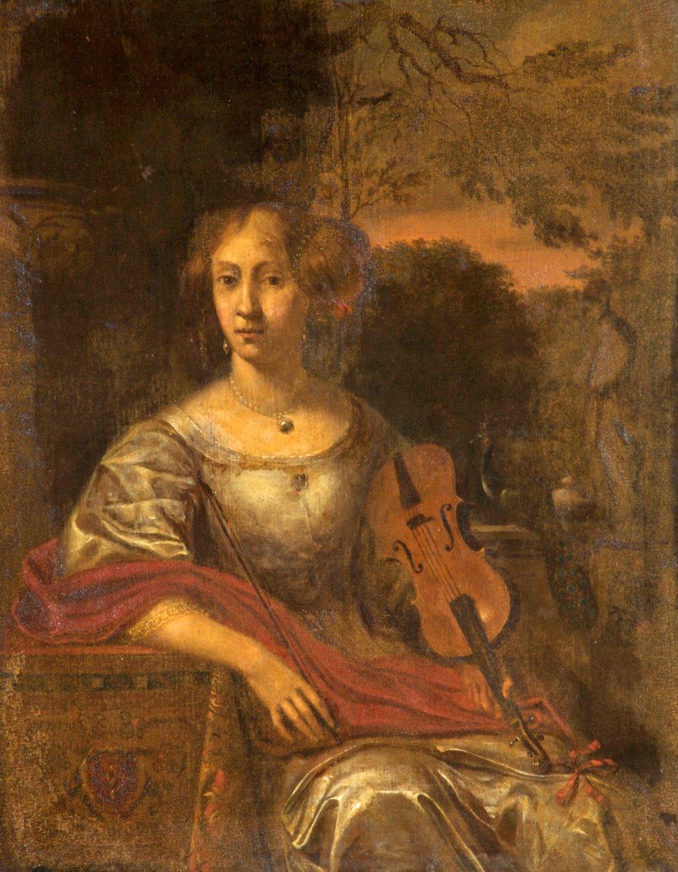 लेडी विथ ए वायलिन, c.1675 द्वारा डच स्कूल