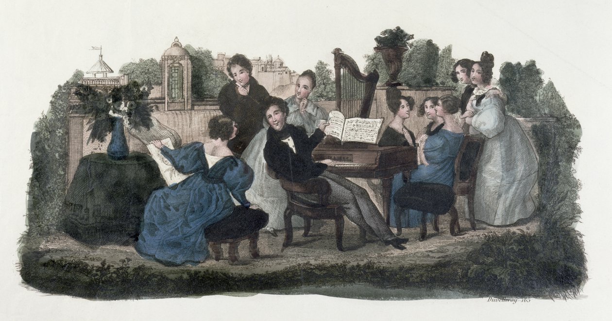 एक बगीचे में संगीत सभा, c.1830 द्वारा Duvelleroy