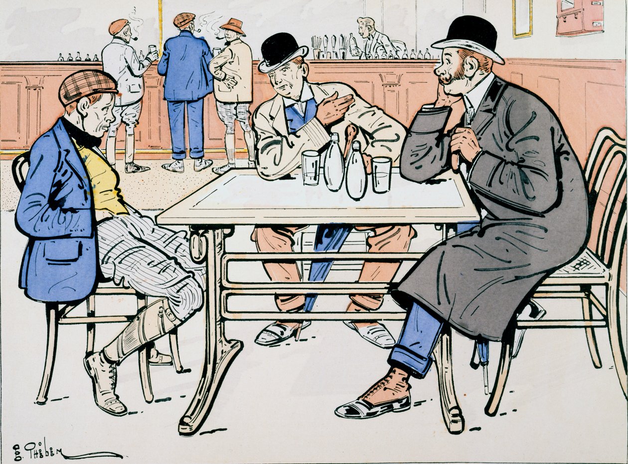 बार में जॉकी और प्रशिक्षक, c.1905 द्वारा ई। थेलेम