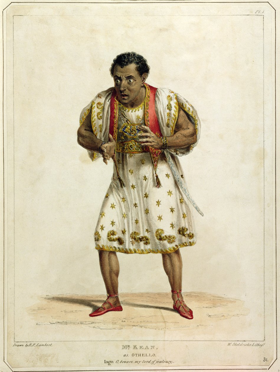 ओथेलो के रूप में श्री एडमंड कीन (1787-1833) का चित्रण, डब्ल्यू। शेल्ड्रिक्स (रंगीन लिथो) द्वारा उत्कीर्ण द्वारा EF लैंबर्ट