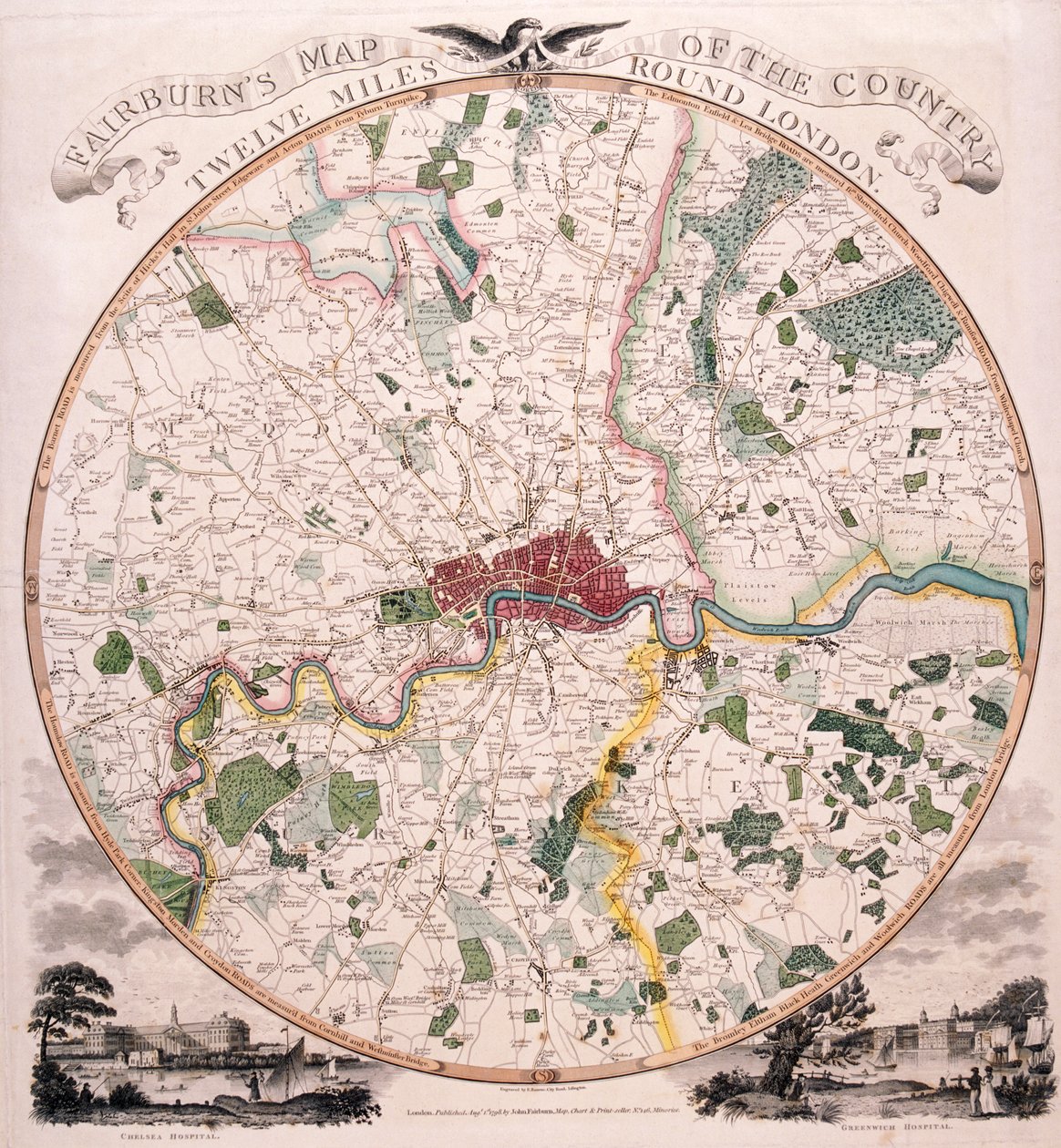 लंदन का मानचित्र, 1798 द्वारा ई बॉर्न