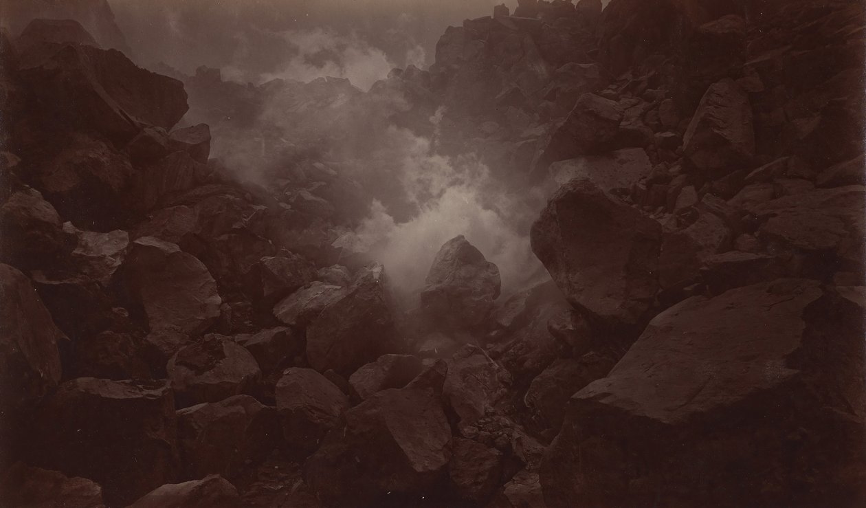 ज्वालामुखी का गड्ढा, क्वेटज़ेल्टेनंगो-ग्वाटेमाला, 1875। द्वारा एडवियर्ड मुयब्रिज