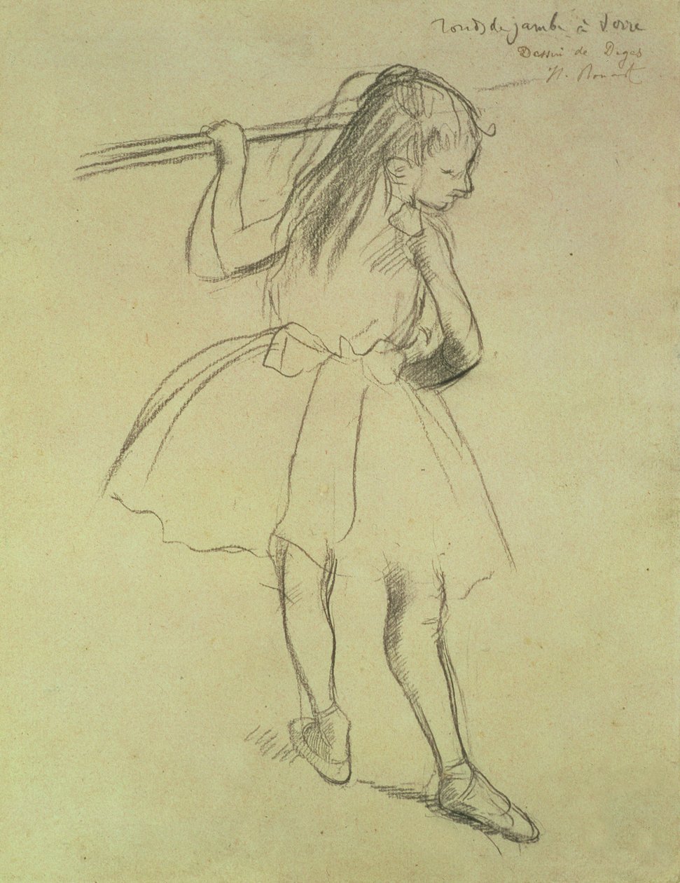 PD.32-1978 बर्रे में लड़की डांसर, c.1878 (काला चाक) द्वारा एडगर डीगास
