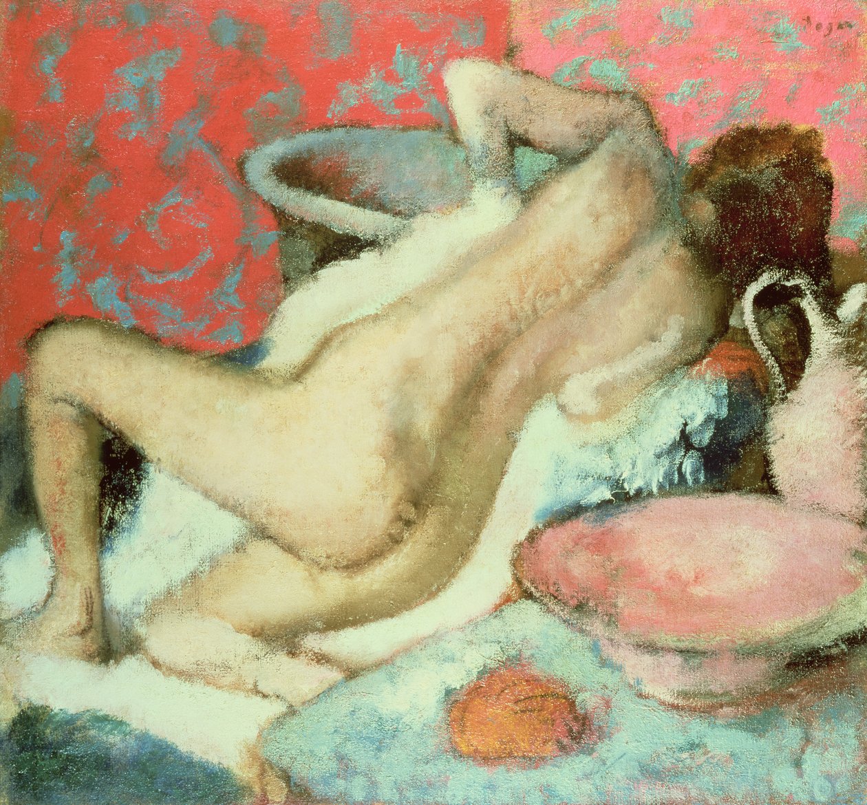 खुद को सुखाने वाली महिला, 1896 द्वारा एडगर डीगास