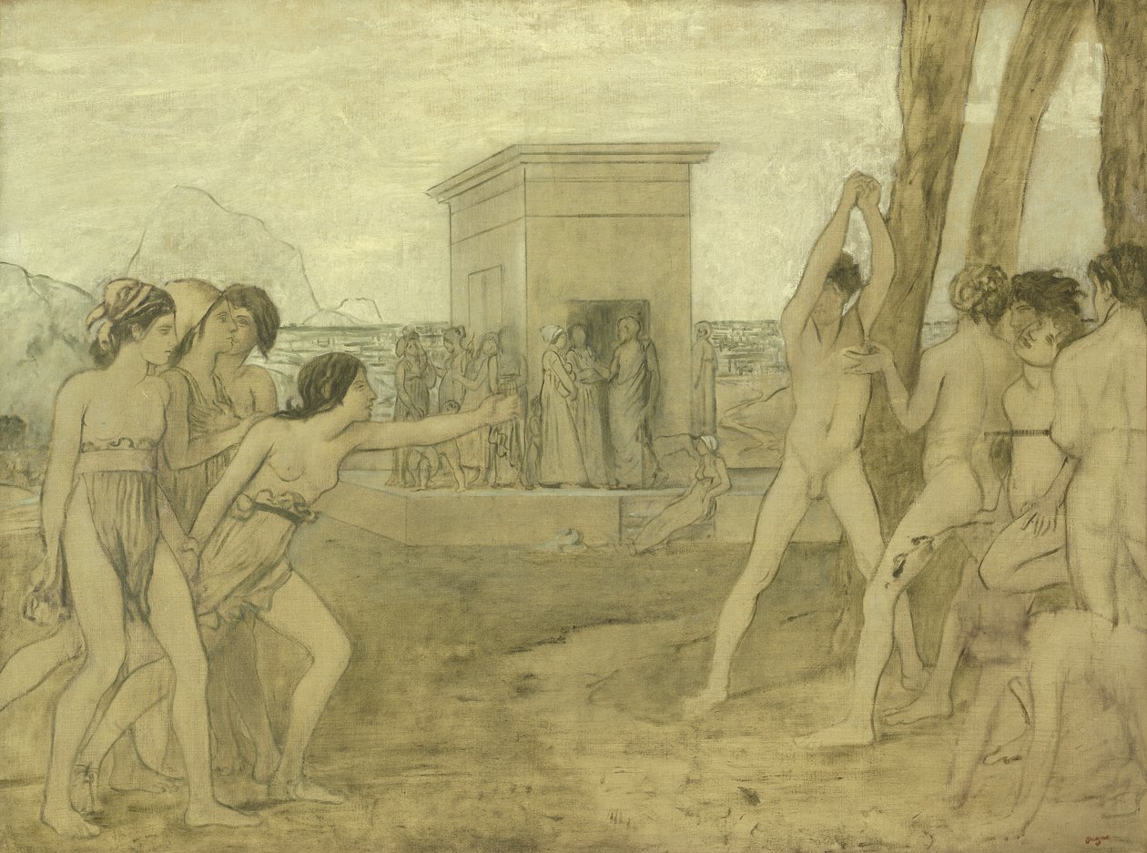 युवा स्पार्टन गर्ल्स चैलेंजिंग बॉयज़, c.1860 द्वारा एडगर डीगास