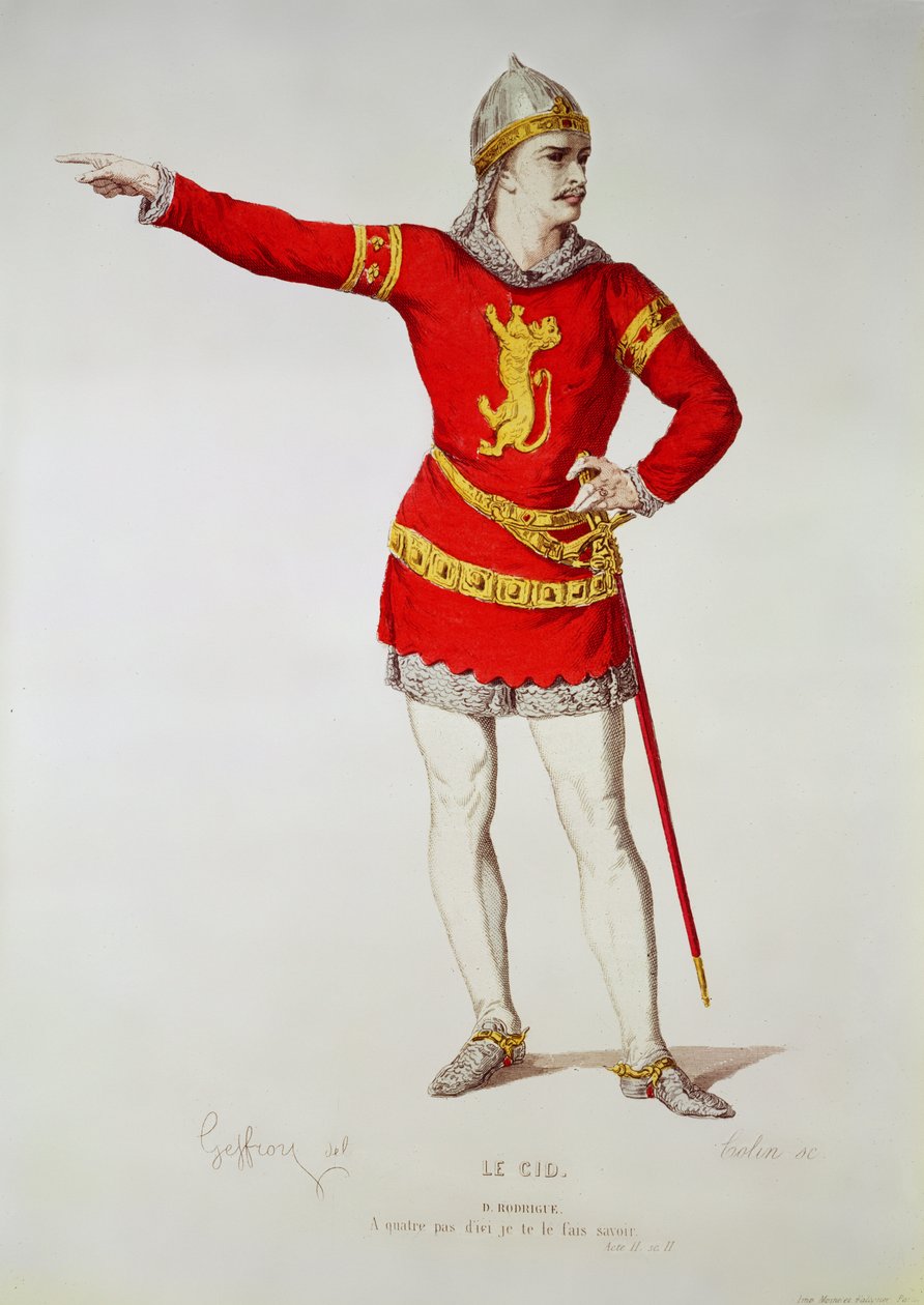 अलेक्जेंड्रे मैरी कॉलिन (1798-1875) द्वारा उत्कीर्ण कॉर्निले की &39;ले सिड&39; से रॉड्रिगो द्वारा एडमंड एफ़ गेफ़रॉय