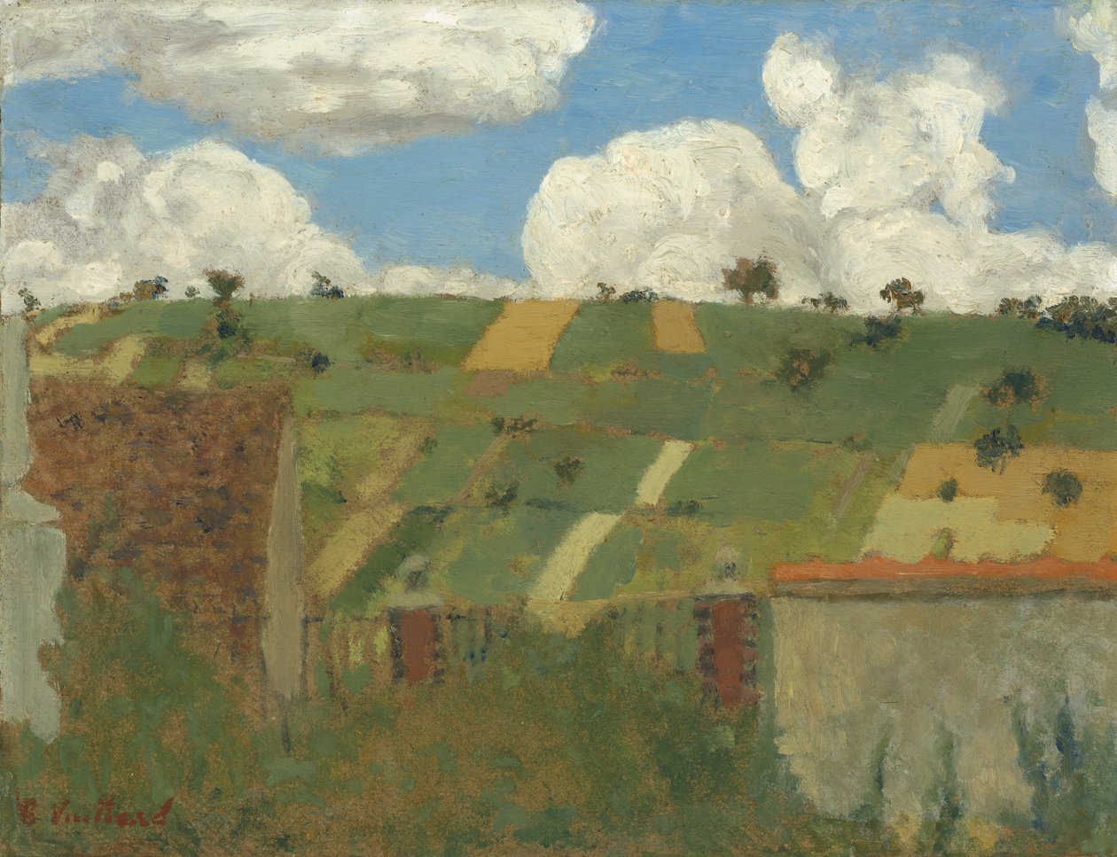 Ile-de-France की लैंडस्केप, c.1894 (कार्डबोर्ड पर तेल) द्वारा एडोर्ड वुइलार्ड