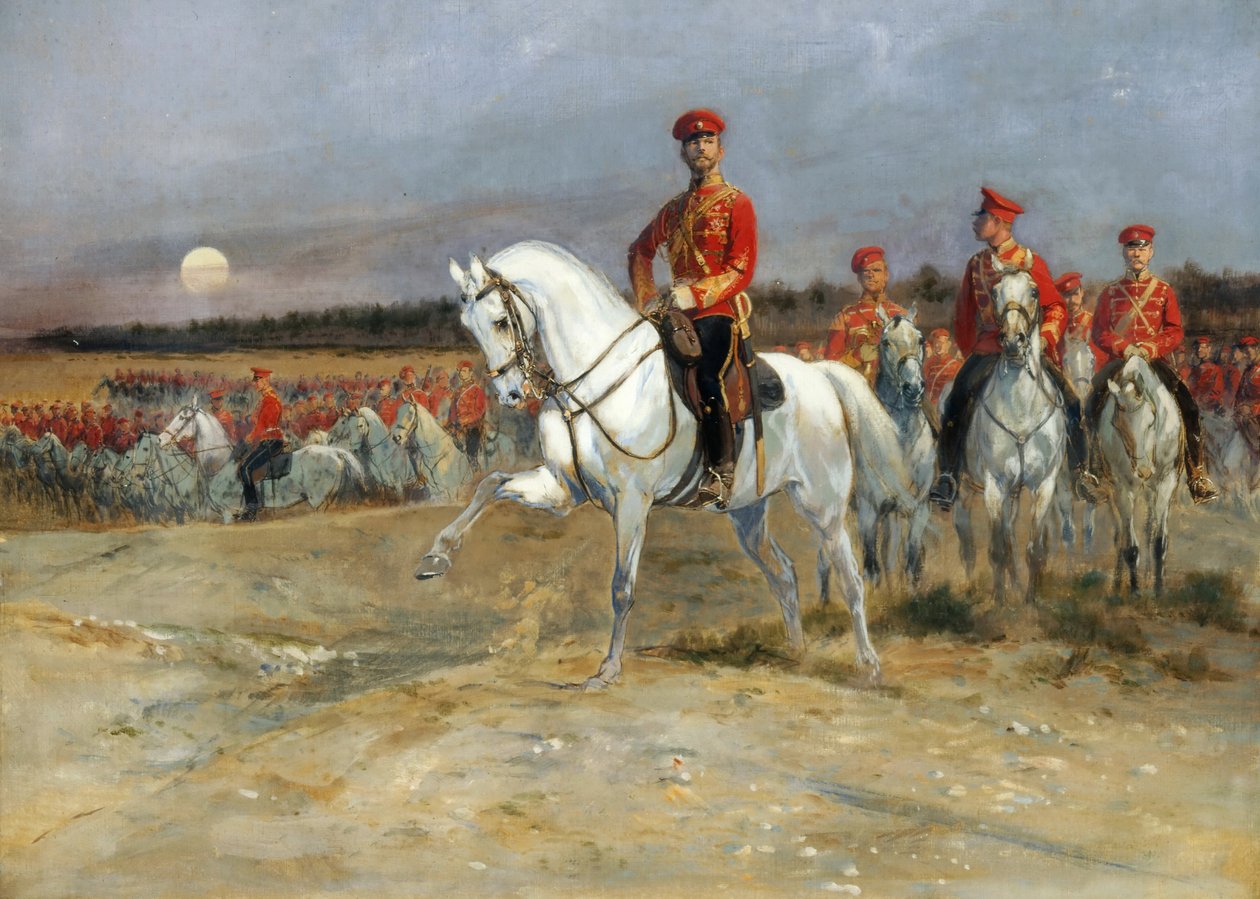 Tsarevich निकोलस रिव्यूज़िंग द ट्रूप्स द्वारा जीन बैप्टिस्ट एडौर्ड डिटेल