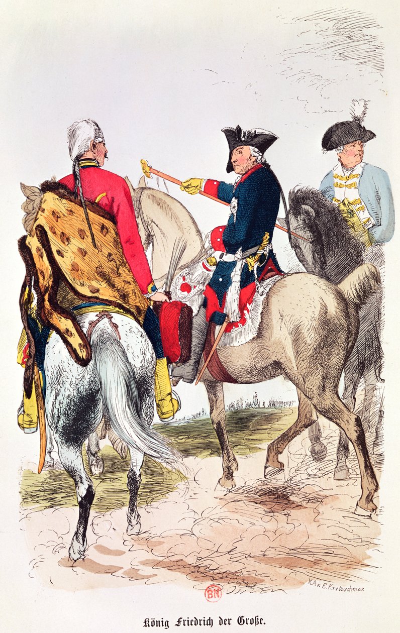 फ्रेडरिक II (1712-86), ई। लैंग द्वारा &39;फ्रेडरिक डी प्रुसे&39; का चित्रण द्वारा एडुआर्ड क्रेट्ज़चमार