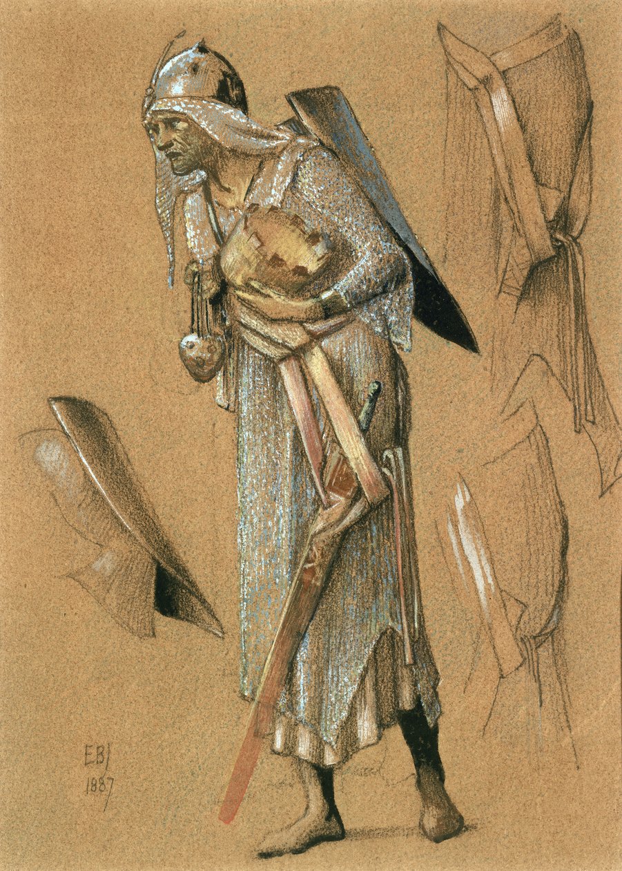 Melchior, 1887 (रंगीन चाक और सोना) द्वारा एडवर्ड बर्न जोन्स