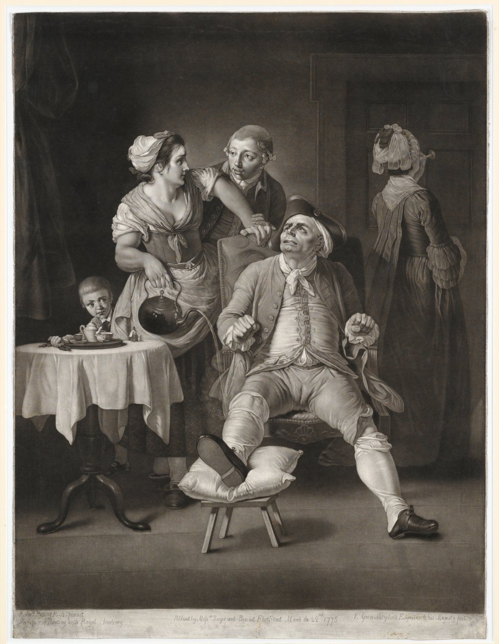 उपेक्षा और अवमानना द्वारा सजा दी गई, वेलेंटाइन ग्रीन, 1775 (mezzotint) द्वारा बनाया गया प्रिंट द्वारा एडवर्ड पेनी