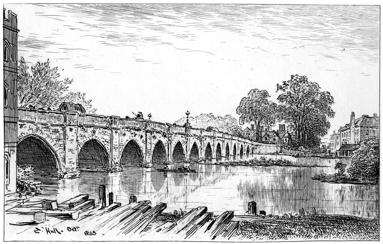 स्ट्रैटफ़ोर्ड ब्रिज, स्ट्रैटफ़ोर्ड-ऑन-एवन, वार्विकशायर, 1885। द्वारा एडवर्ड हल