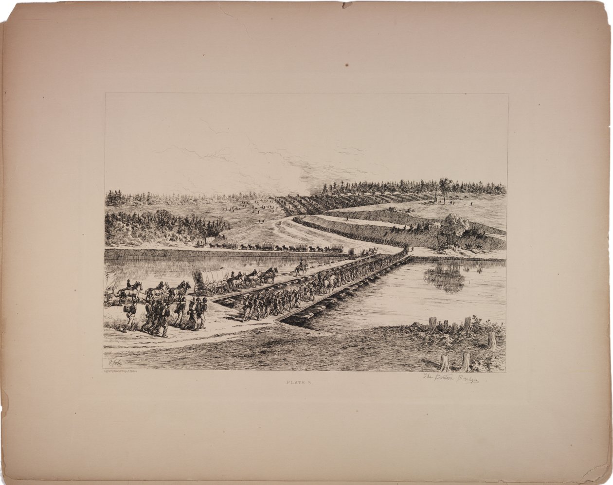 पोंटून पुल, 1876 द्वारा एडविन ऑस्टिन फोर्ब्स