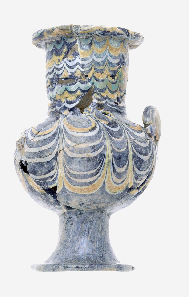 फूलदान, c.1390-1353 ईसा पूर्व (कांच) द्वारा मिस्र का 18वां राजवंश Dy