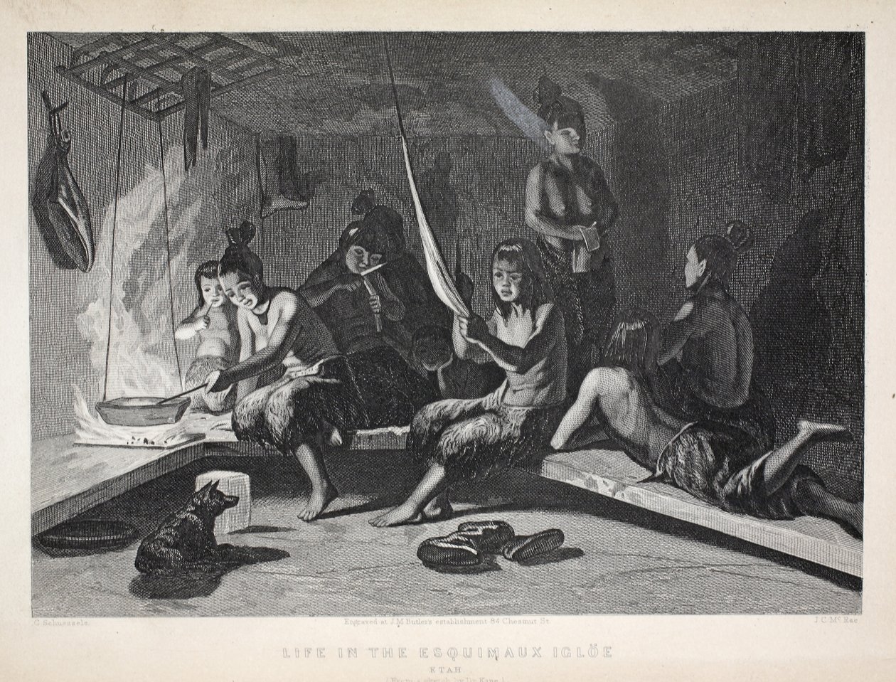 एस्केमाक्स इग्लू, एटा में जीवन, 1856 में सर जॉन फ्रेंकलिन की खोज में &39;द सेकंड ग्रिनेल एक्सपीडिशन&39; का चित्रण द्वारा एलीशा केंट केन