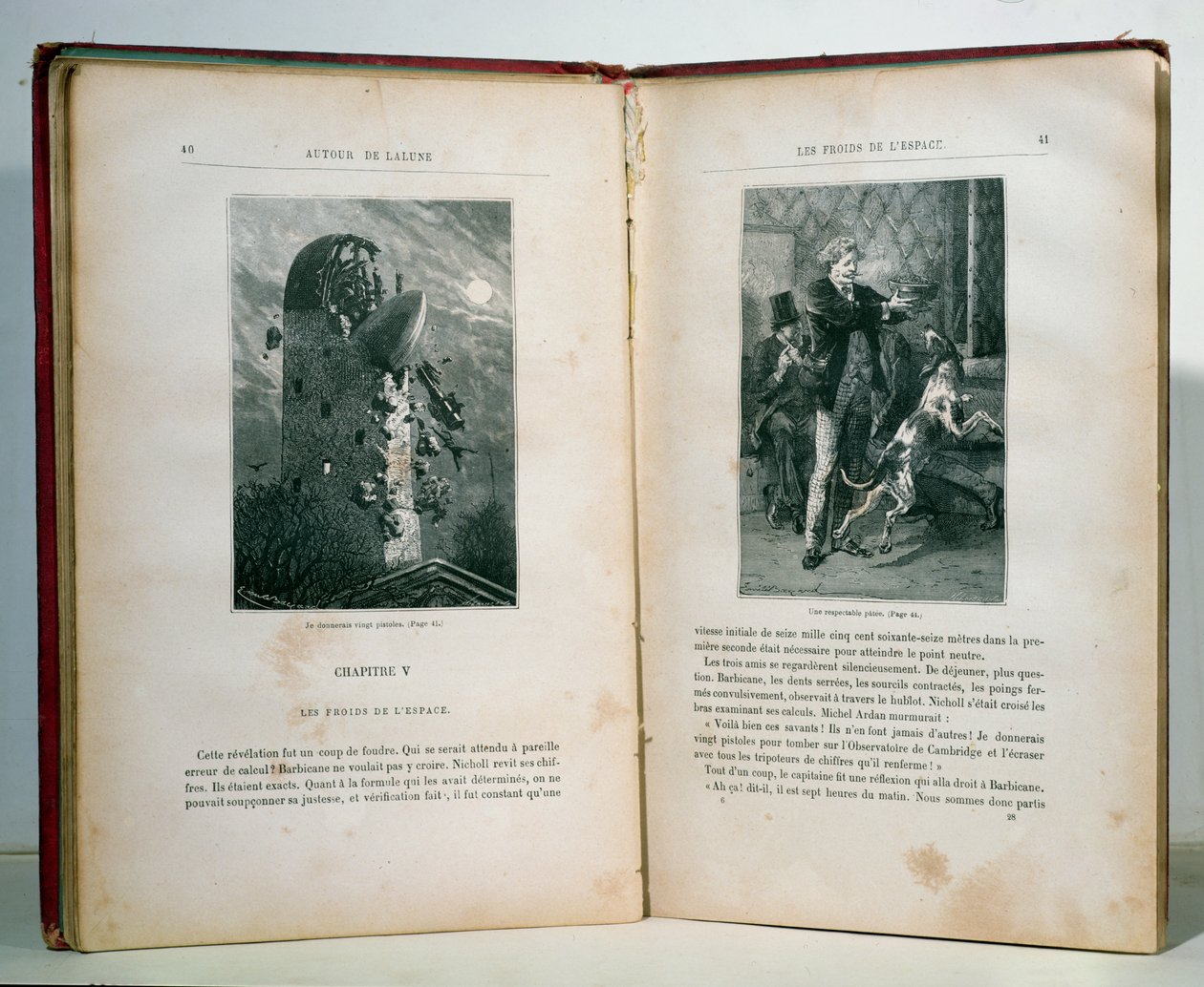 गोल द मून द्वारा जूल्स वर्ने (1828-1905) के चित्र, संस्करण हेज़ेल द्वारा एमिल एंटोनी बेयर्ड
