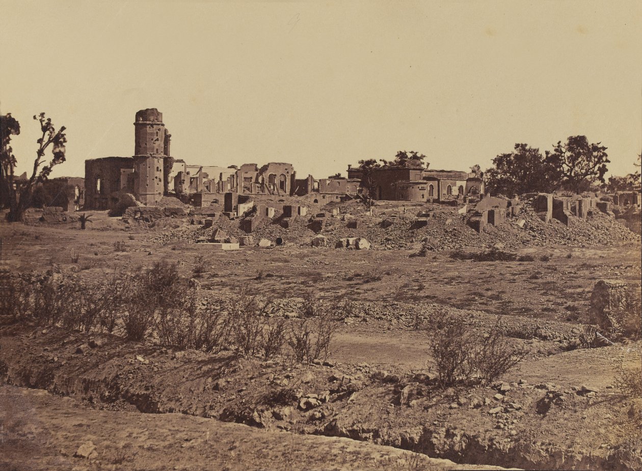 लखनऊ में एक कब्रिस्तान में कब्रिस्तान, c.1858 (सीपिया फोटो) द्वारा अंग्रेजी फोटोग्राफर