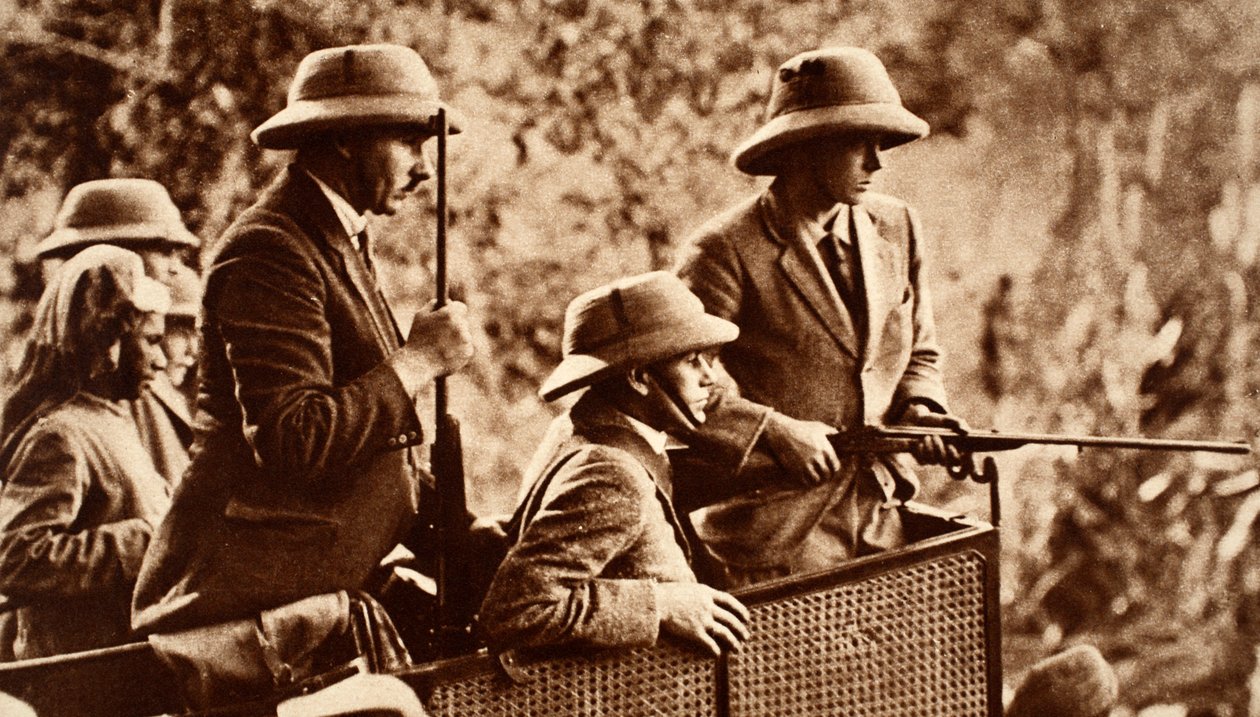 नेपाल में भारतीय टूर-किंग एडवर्ड VIII टाइगर शूटिंग, 1921 द्वारा अंग्रेजी फोटोग्राफर