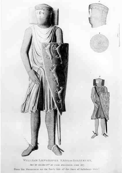 विलियम लॉन्गस्पी का प्रयास, सैलिसबरी का तीसरा अर्ल (d.1226), सैलिसबरी कैथेड्रल की गुफा में उनके स्मारक से द्वारा अंग्रेजी स्कूल