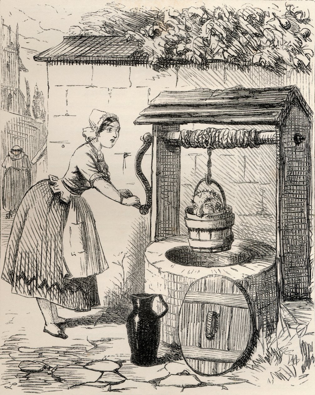 1865 में प्रकाशित थॉमस इंगोलेस्बी की &39;द इनगॉल्ड्सबी लीजेंड्स या मिर्थ एंड मार्वल्स&39; की कविता &39;ए लेट ऑफ सेंट गेंगुल्फस&39; के बाद चित्रण। द्वारा अंग्रेजी स्कूल