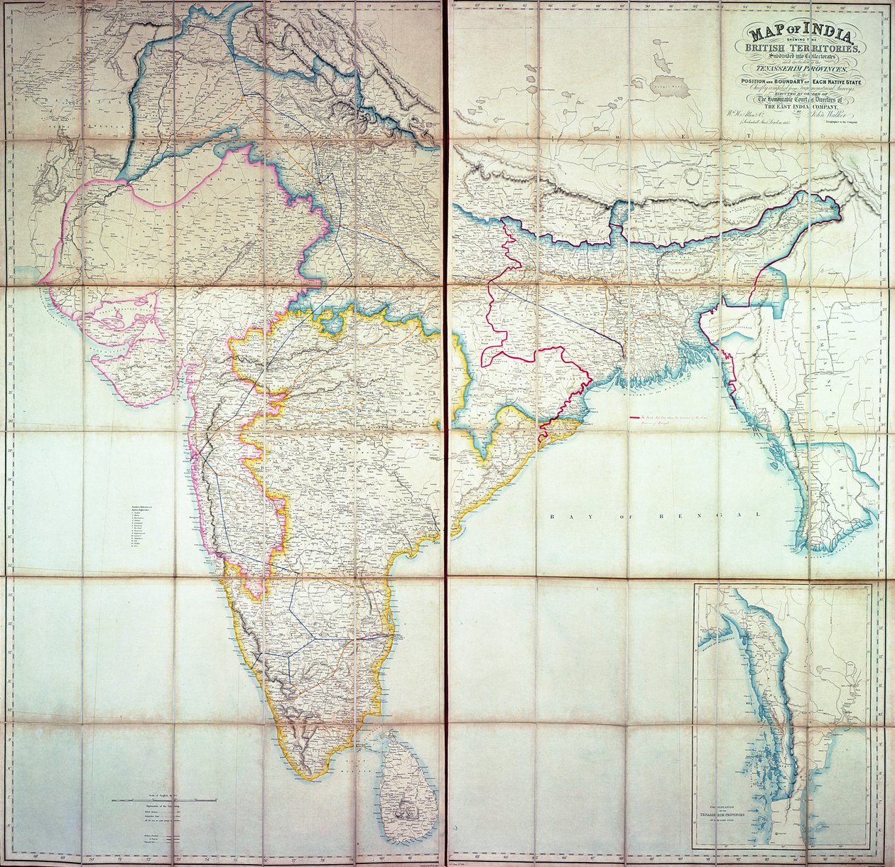 भारत का नक्शा, 1857 (रंग लिथोग्राफ) द्वारा अंग्रेजी स्कूल