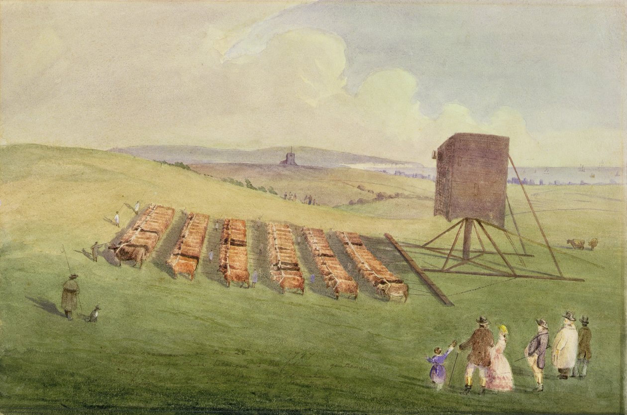 विंडमिल हिलना, 1797 (कागज पर wc) द्वारा अंग्रेजी स्कूल