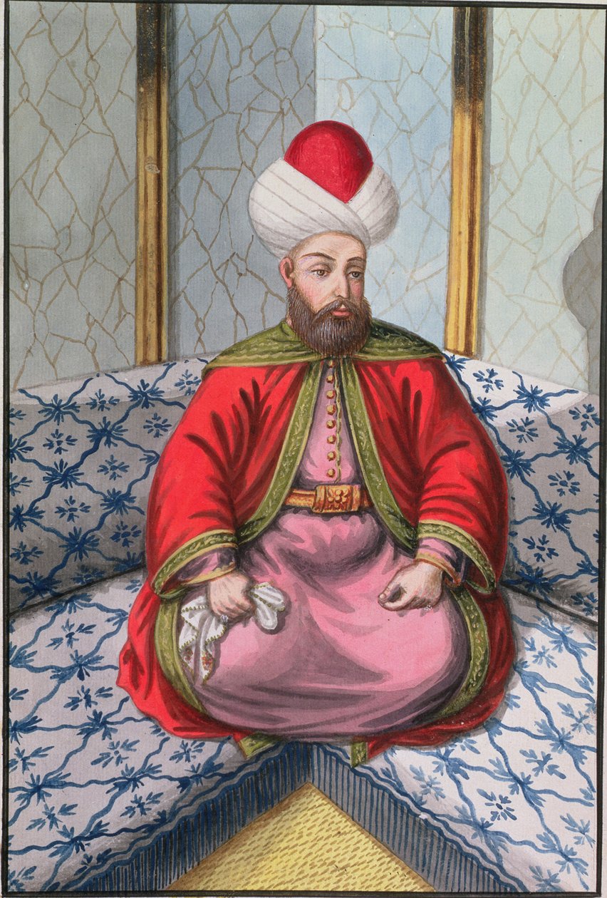 ओरखन (1288-1359), सुल्तान 1326-59, तुर्की के सम्राटों के चित्रों की एक श्रृंखला से, 1808 (wc) द्वारा अंग्रेजी स्कूल