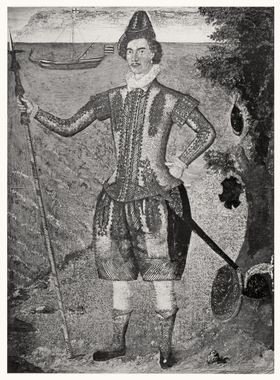 सर फ्रांसिस ड्रेक का चित्रण (c.1540-96) द्वारा अंग्रेजी स्कूल