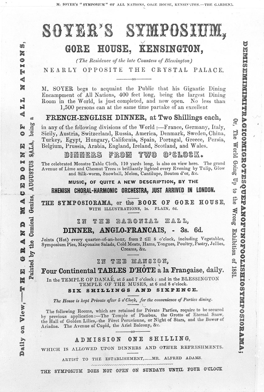 Er सोयर्स सिम्पोजियम ’, 1851 का पोस्टर द्वारा अंग्रेजी स्कूल