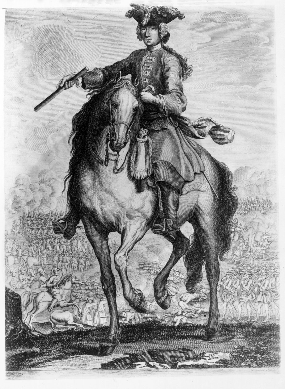 प्रेस्टोनपंस की लड़ाई में प्रिंस चार्ल्स एडवर्ड स्टुअर्ट, c.1745 द्वारा अंग्रेजी स्कूल