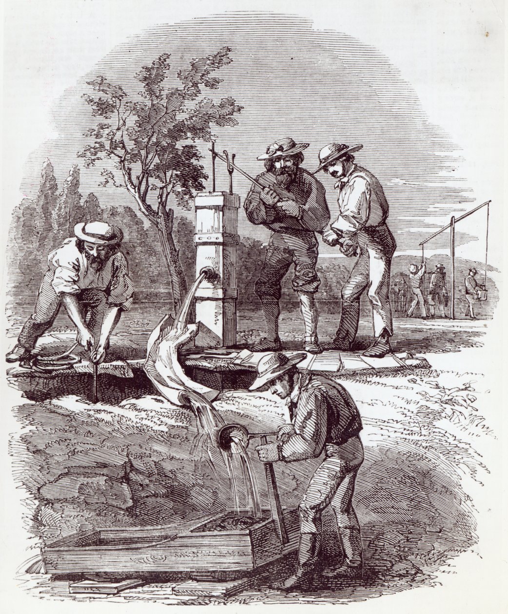 21 अगस्त 1852 को &39;द इलस्ट्रेटेड लंदन न्यूज&39; से ट्यूरन पर नदी-तल का दावा द्वारा अंग्रेजी स्कूल