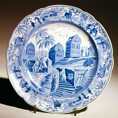 रोजर्स नीली और सफेद प्लेट, c.1815 (मिट्टी के बरतन) द्वारा अंग्रेजी स्कूल