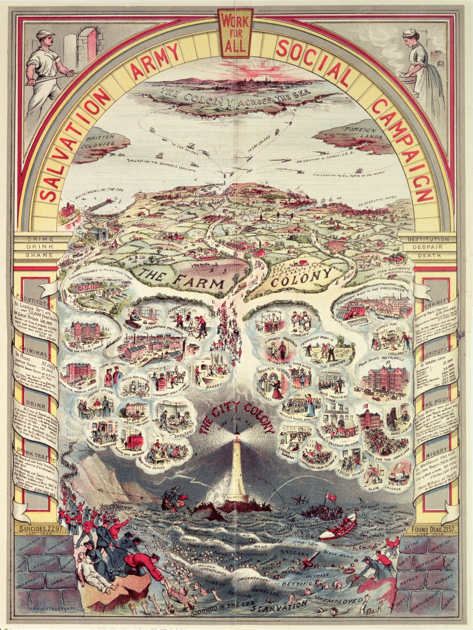 साल्वेशन आर्मी सोशल कैंपेन प्रचार पोस्टर, लंदन, c.1910 (क्रोमोलिथो) द्वारा अंग्रेजी स्कूल