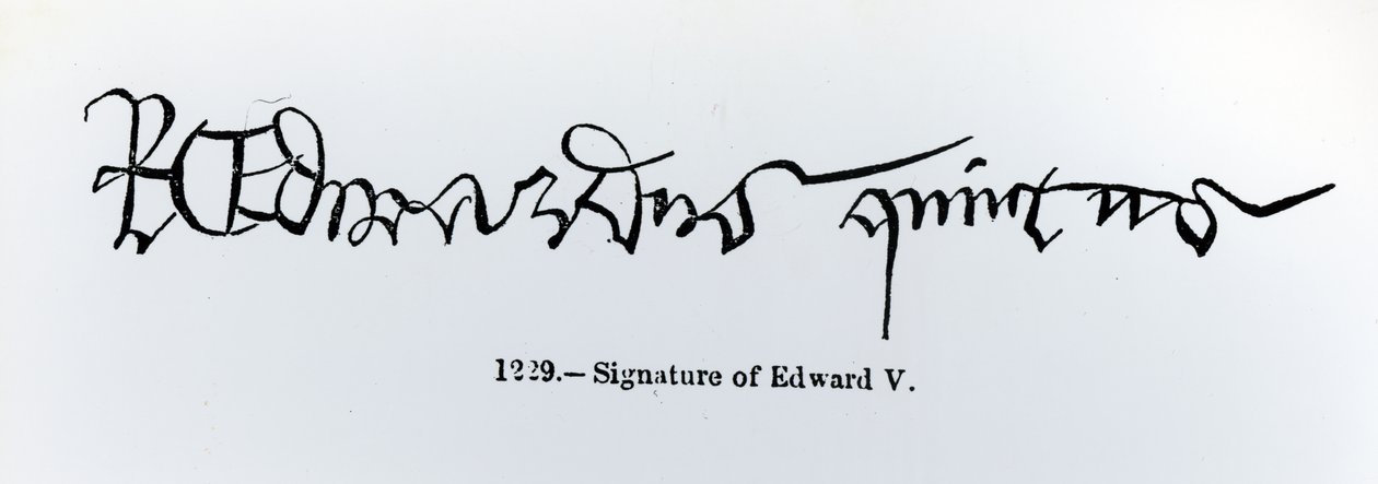 किंग एडवर्ड वी का हस्ताक्षर (1470-83) द्वारा अंग्रेजी स्कूल