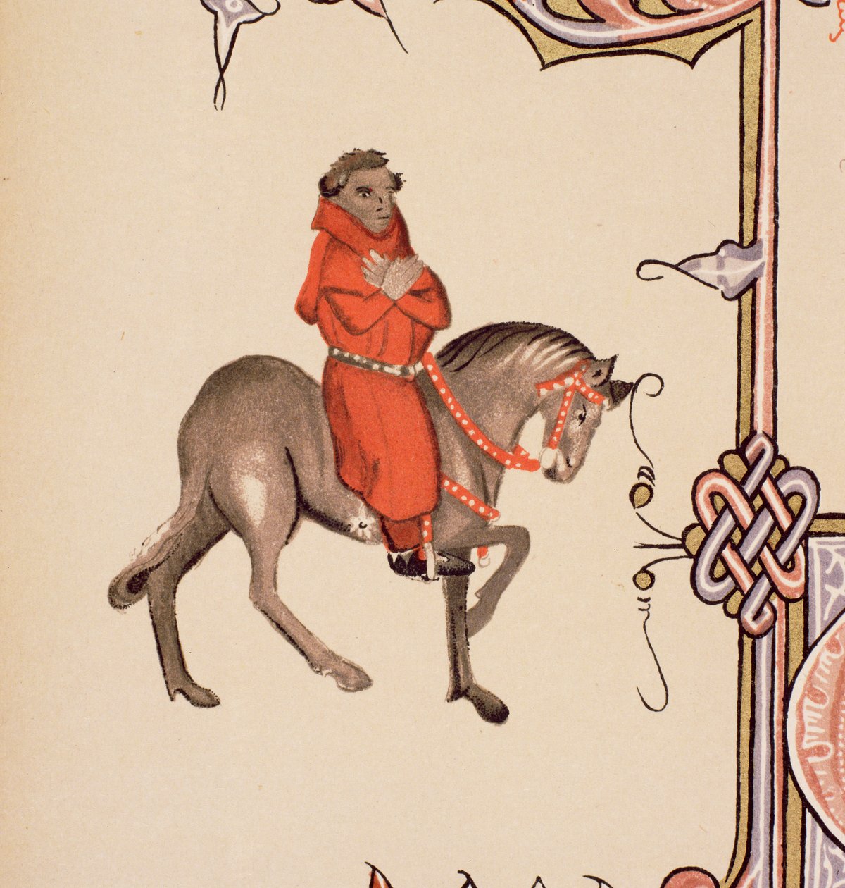 द पार्सन, द कैंटरुबी टेल्स, ज्यॉफ्री चौसर (c.1342-1400) द्वारा एल्समेरे पांडुलिपि, फेससिमिल संस्करण, 1911 (मूल विवरण के लिए 128919 देखें) का विस्तार द्वारा अंग्रेजी स्कूल
