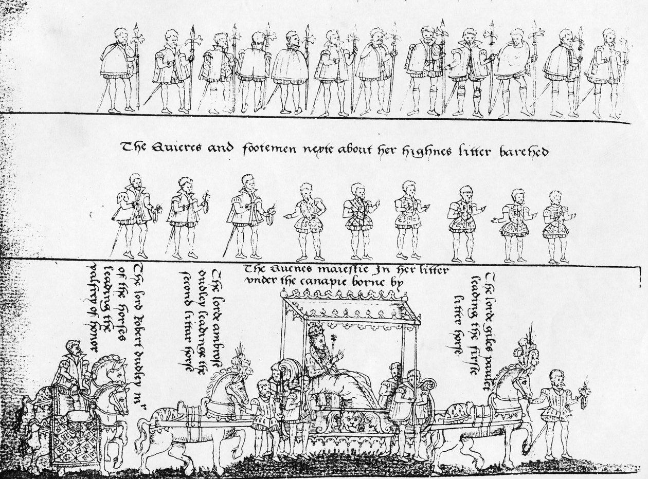जॉन निकोल्स द्वारा &39;द प्रोग्रेस ऑफ क्वीन एलिजाबेथ 1&39; से 1788 में महारानी द्वारा अंग्रेजी स्कूल