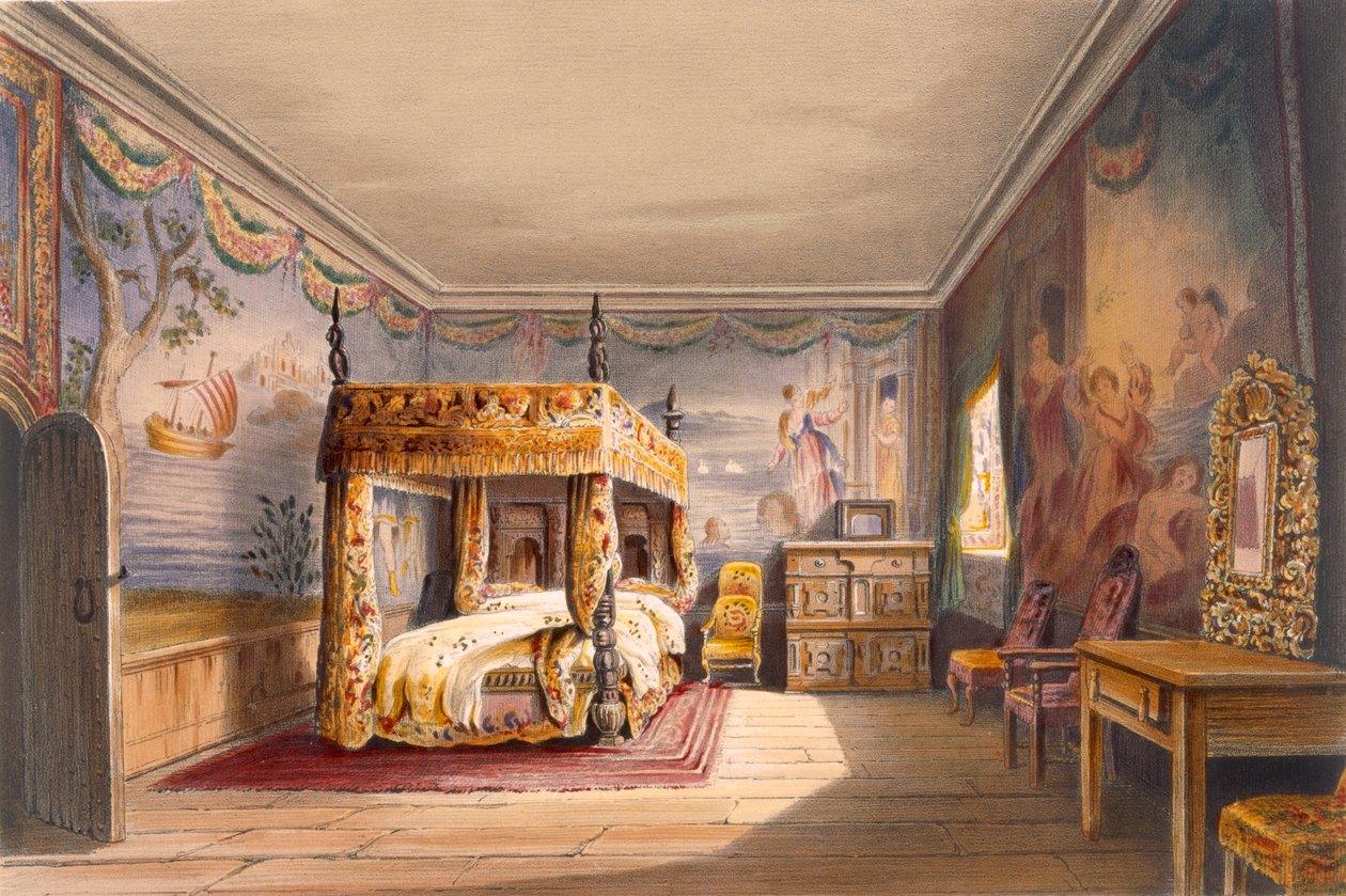 किंग चार्ल्स रूम, कोटेले हाउस, c.1830-40, द्वारा अंग्रेजी स्कूल