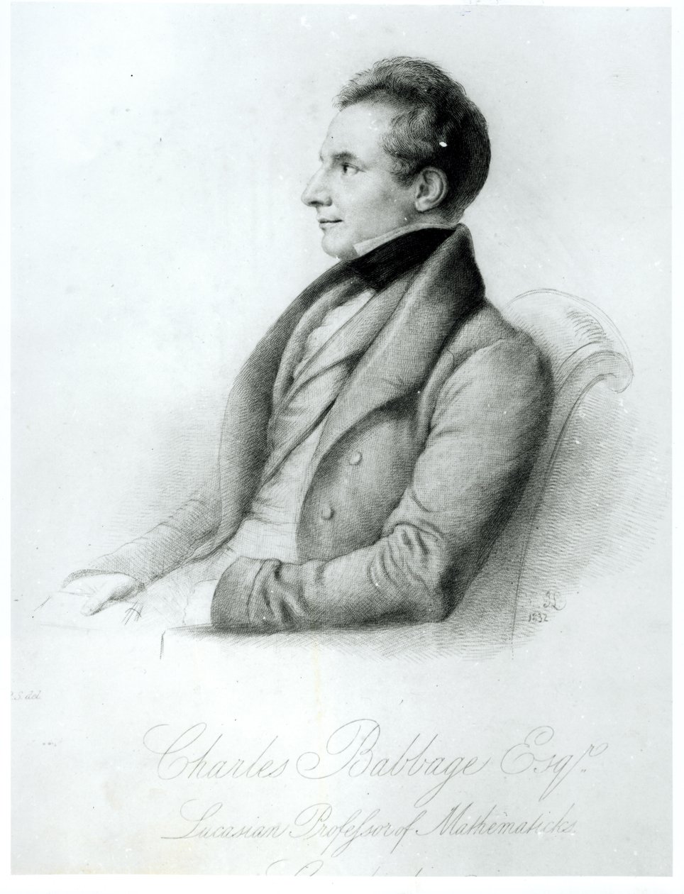 चार्ल्स बैबेज का पोर्ट्रेट (1792-1871) 1832 द्वारा अंग्रेजी स्कूल