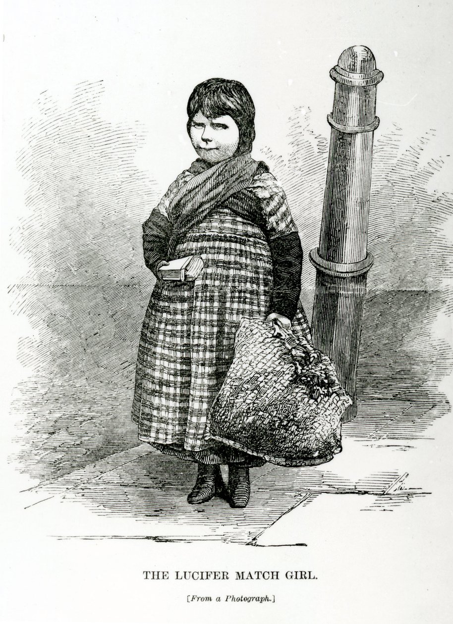 द लूसिफ़ेर मैच गर्ल, c.1840 द्वारा अंग्रेजी स्कूल