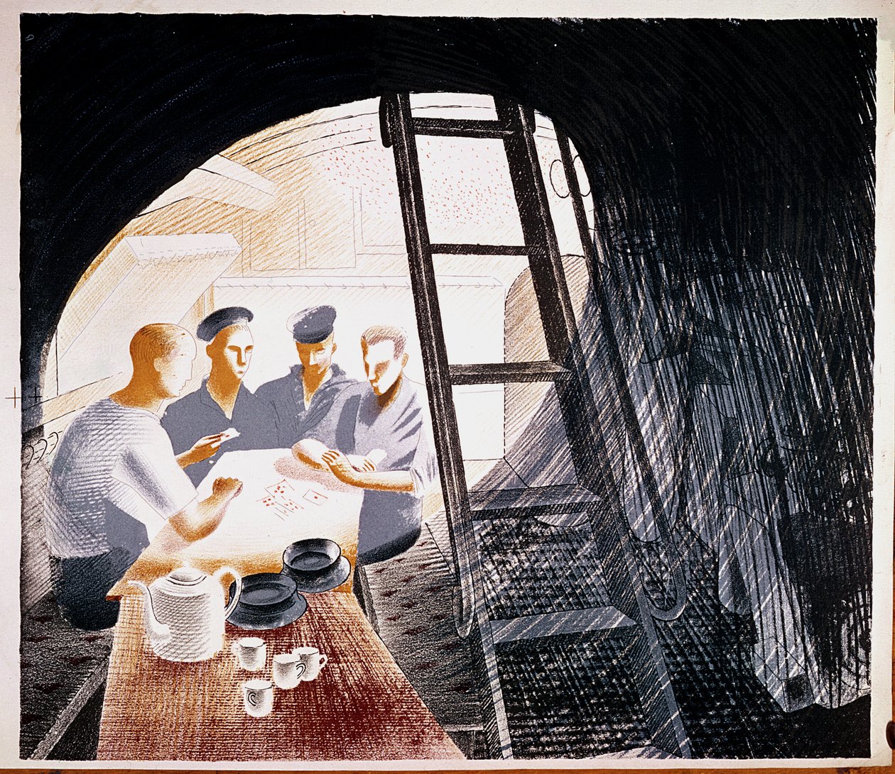 ताश खेलते नाविक द्वारा एरिक Ravilious
